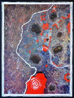 Ohne Titel, 2015, Acryl/Draht/Kupfer auf Holz, 80 x 60 cm, Inv.Nr.: C049