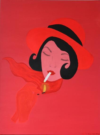 Red Lady Valentine  Acryl auf Leinwand 60x80  Helma Bittner